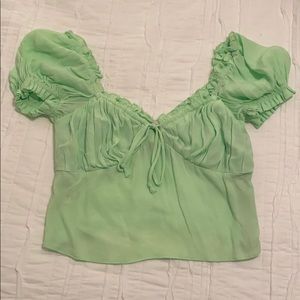 Lime Green Cropped Blouse